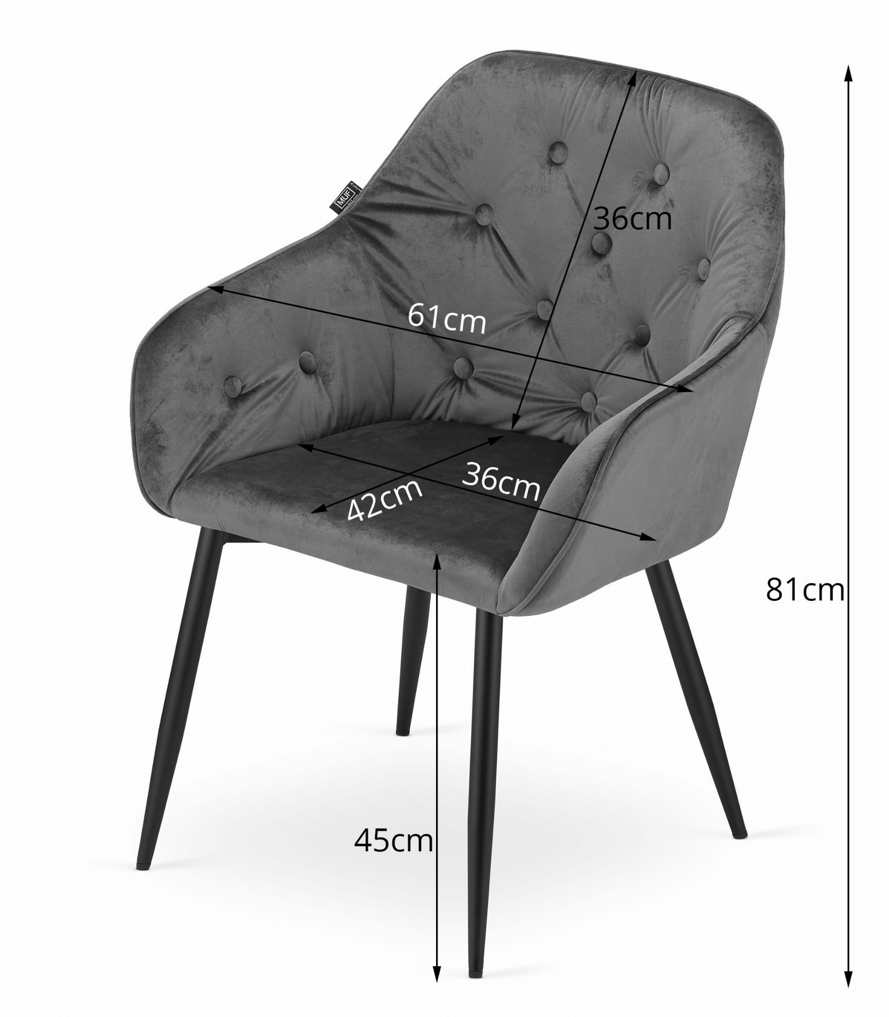 FORIO Stuhl – grauer Samt / schwarze Beine x #satz_1