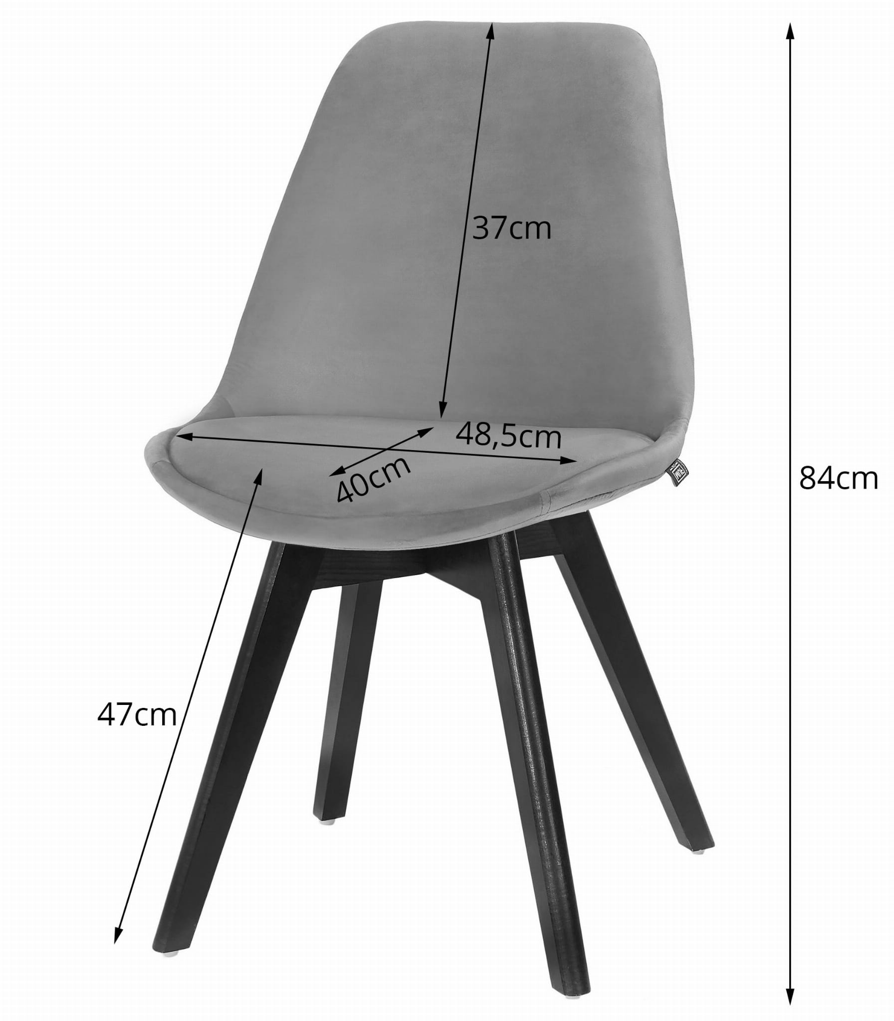 NORI Stuhl – dunkelgrauer Samt – schwarze Beine x #satz_3